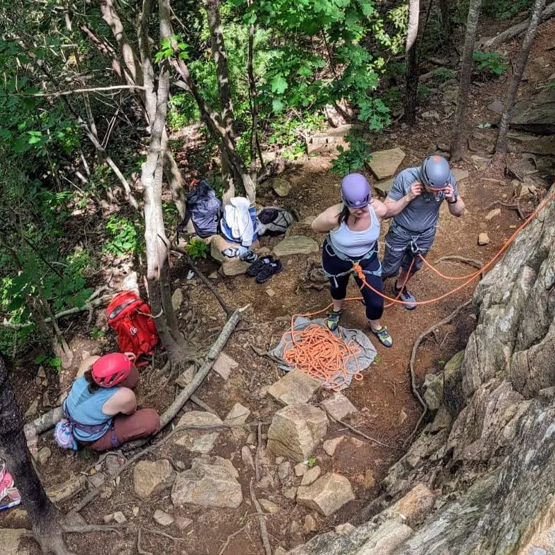 Steph getting ready to make her ascent