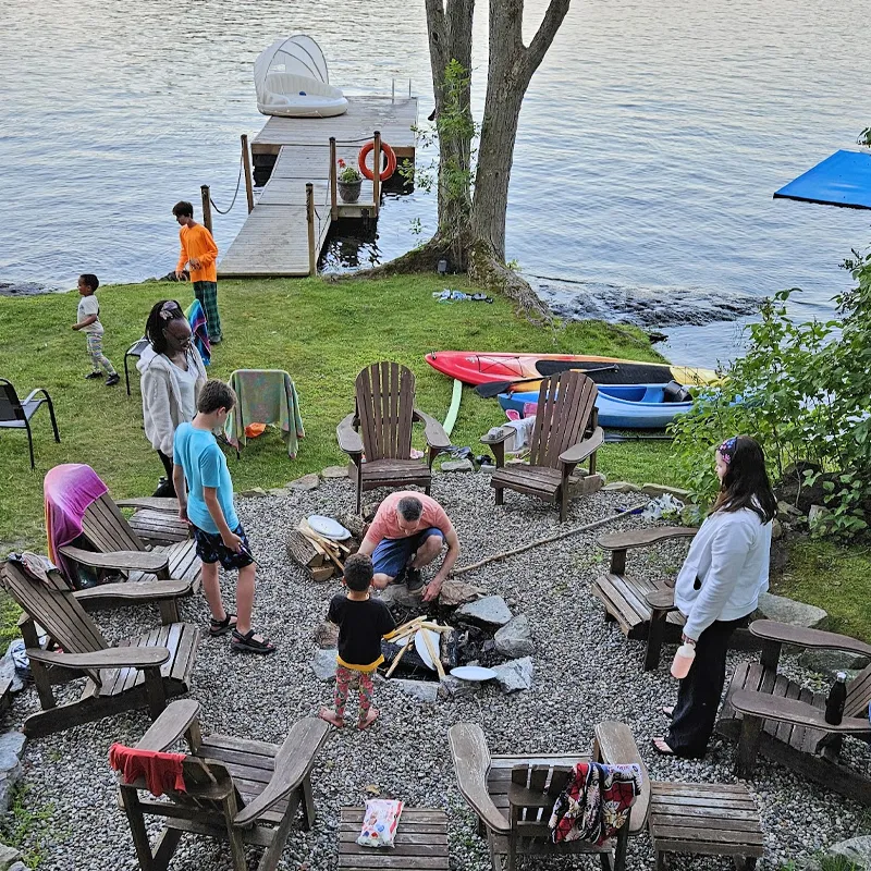Preparing for a campfire and mashmallow roast